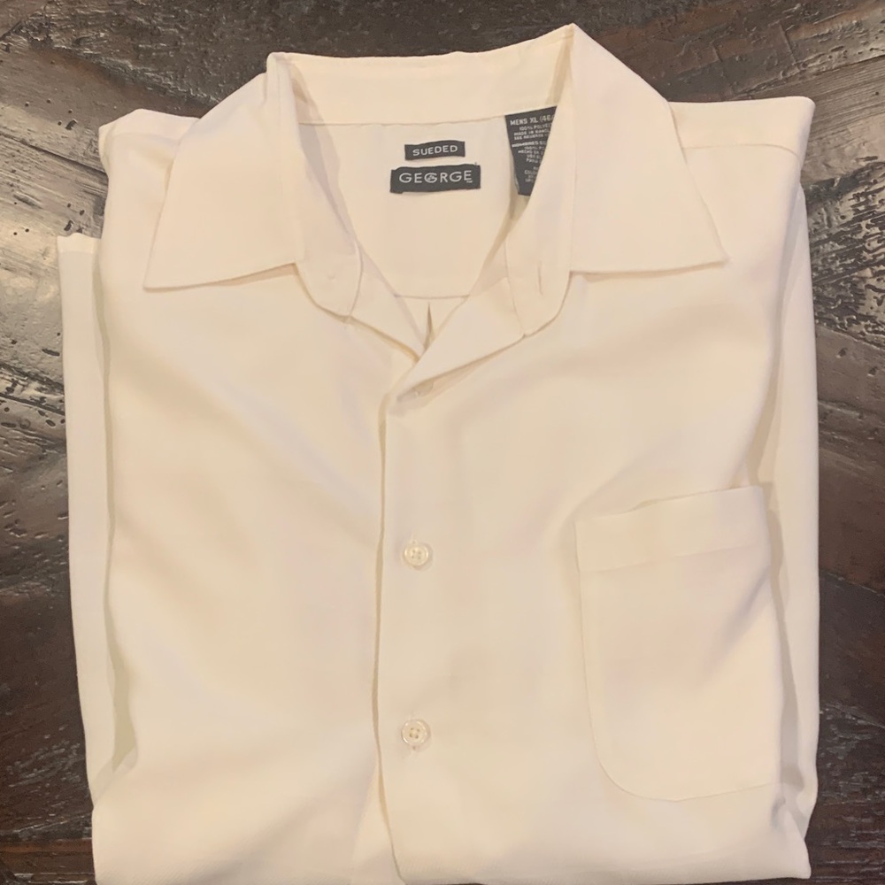 George Cream Short-Sleeve Button-Down Shirt with Chest Pocket